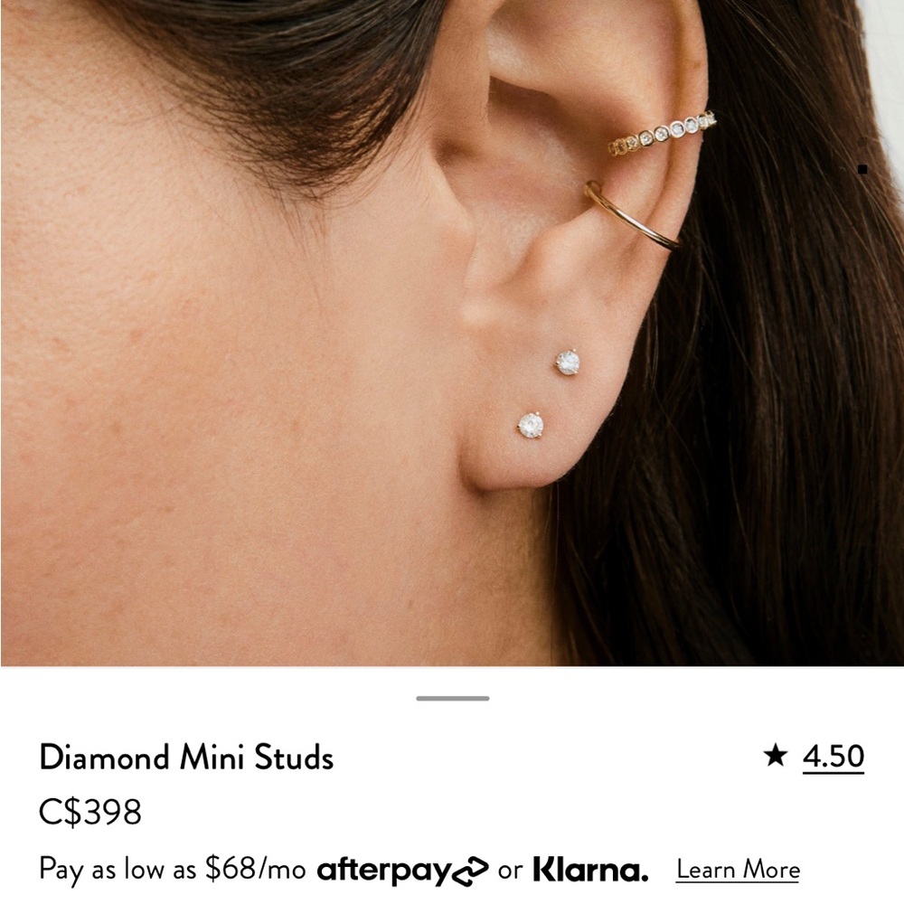 Diamond Mini Stud Earrings - Gold - Picture 2 of 5